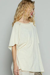 POL Contrast Stitching Half Sleeve Oversized T-Shirt OutfitFlow